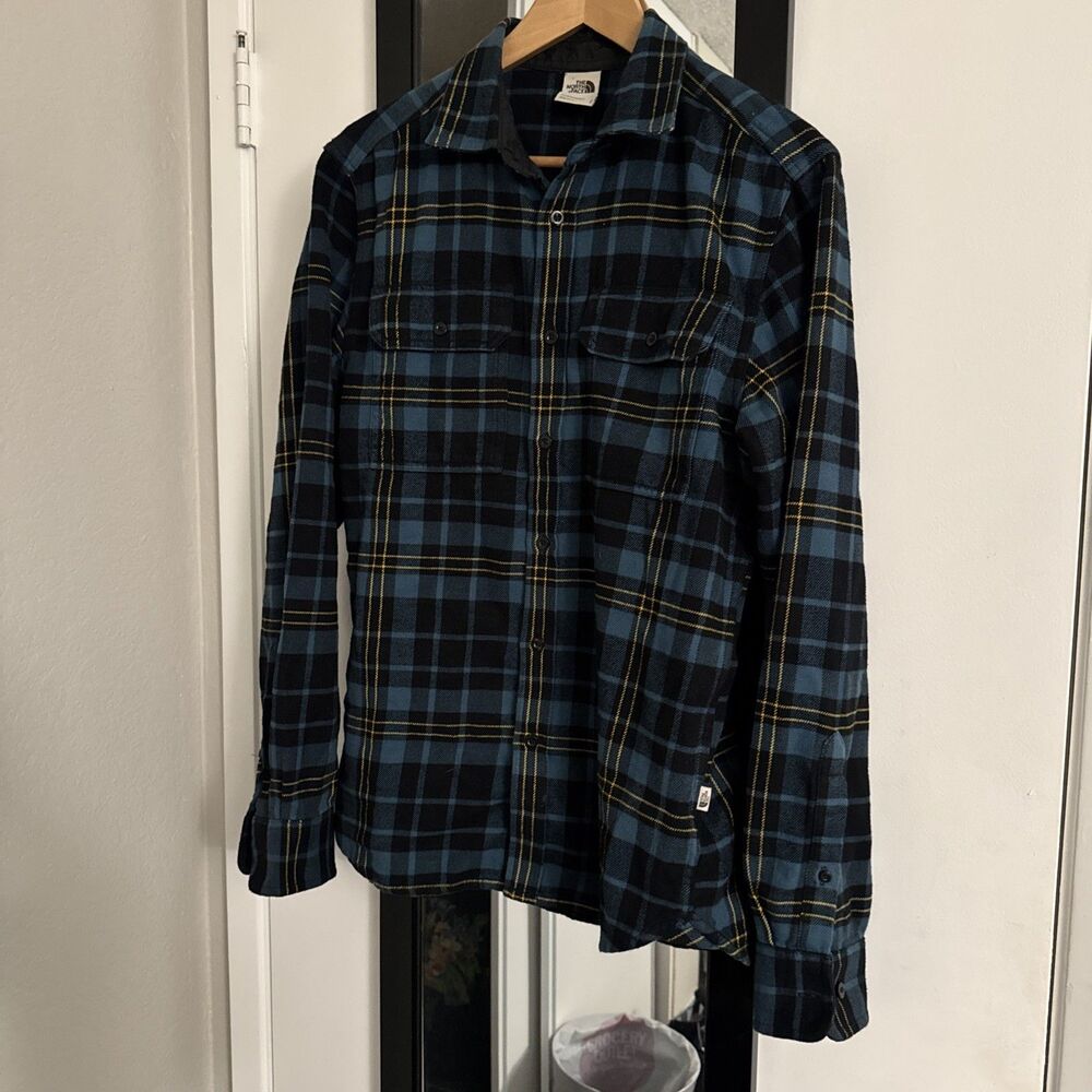 The North Face Button Up Dress Shirt Mens Small Multicolor Plaid Long Sleeves